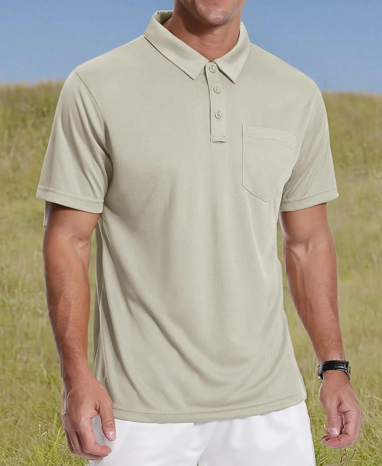 ZITY 3 Pack Polo Shirts for Men with Pocket Short Sleeve Moisture Wicking Outdoor Tactical Shirt Summer Casual