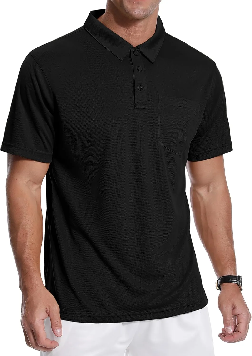 ZITY 3 Pack Polo Shirts for Men with Pocket Short Sleeve Moisture Wicking Outdoor Tactical Shirt Summer Casual