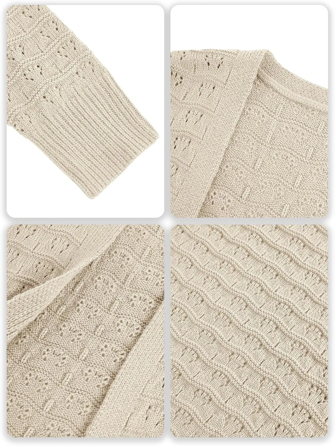 ZoeAce Womens Crochet Maxi Cardigan Sweaters Open Front Knit Long Sleeve Lightweight Duster Cardigan Casual Winter Outfits