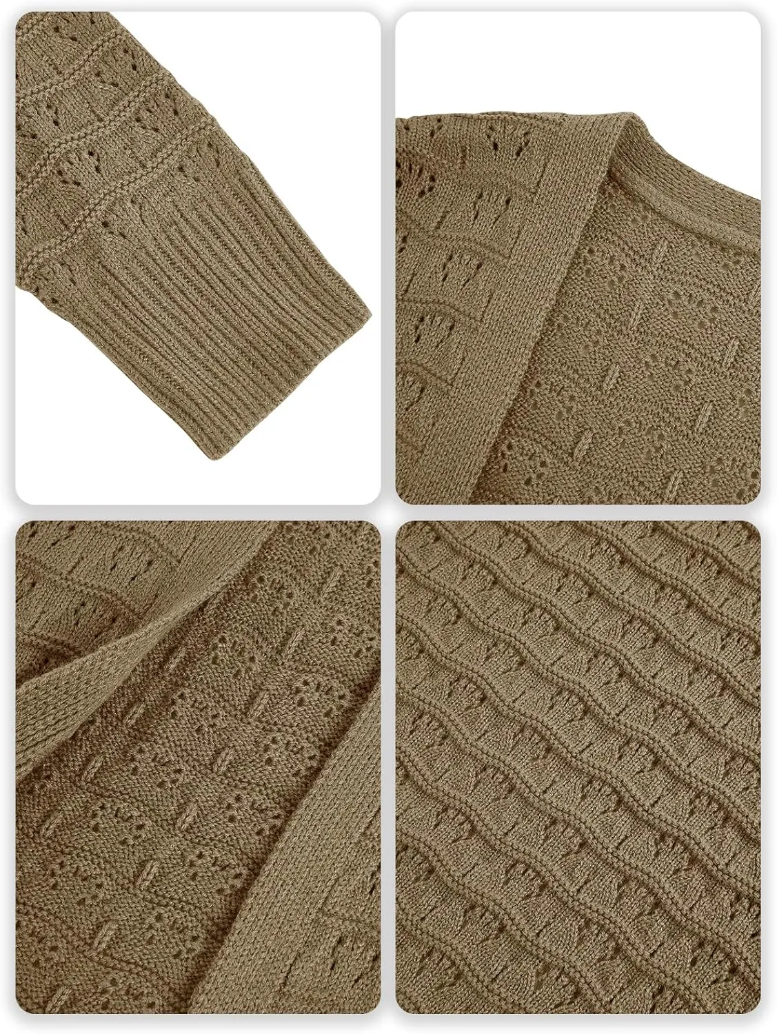ZoeAce Womens Crochet Maxi Cardigan Sweaters Open Front Knit Long Sleeve Lightweight Duster Cardigan Casual Winter Outfits