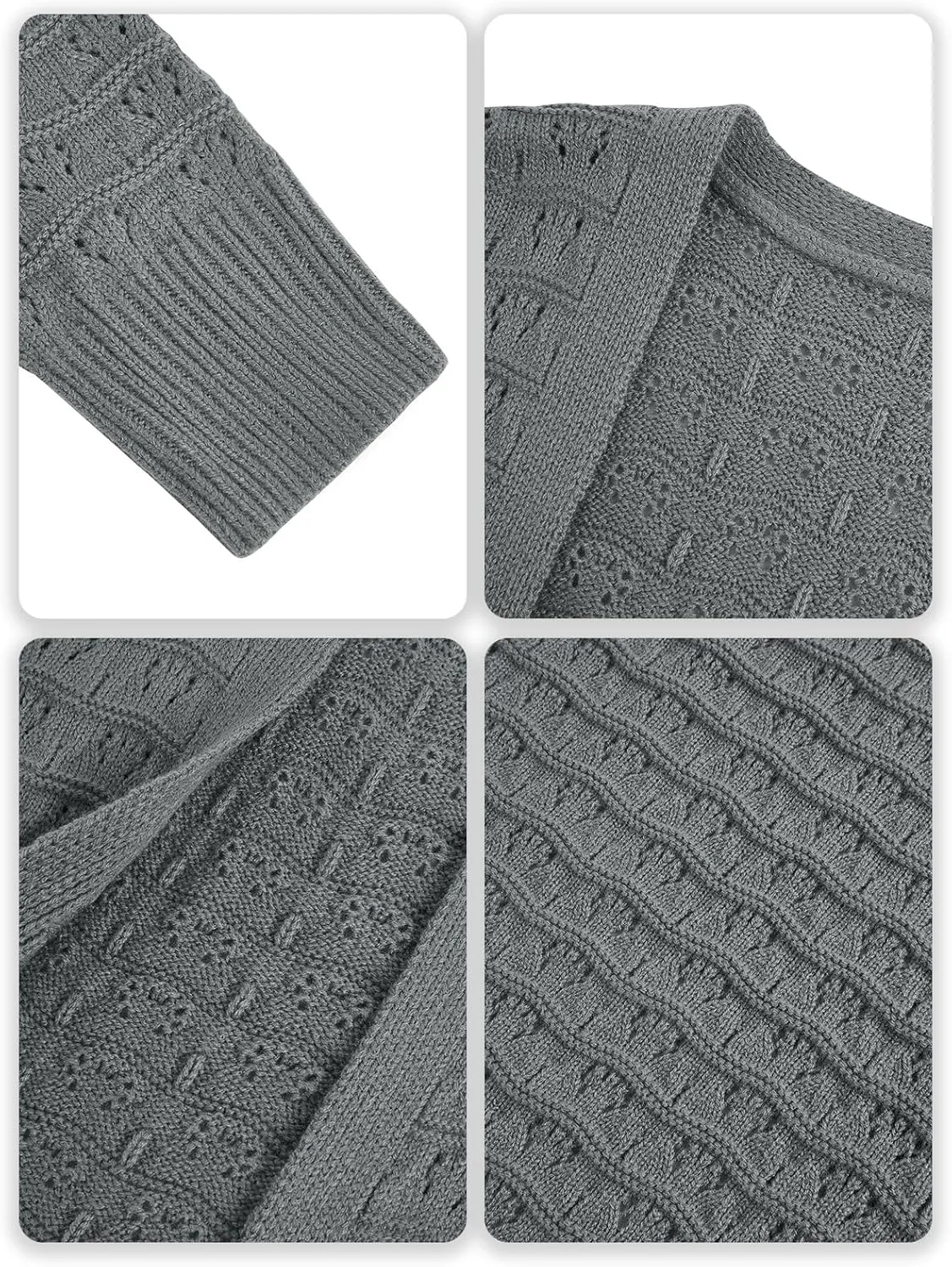 ZoeAce Womens Crochet Maxi Cardigan Sweaters Open Front Knit Long Sleeve Lightweight Duster Cardigan Casual Winter Outfits
