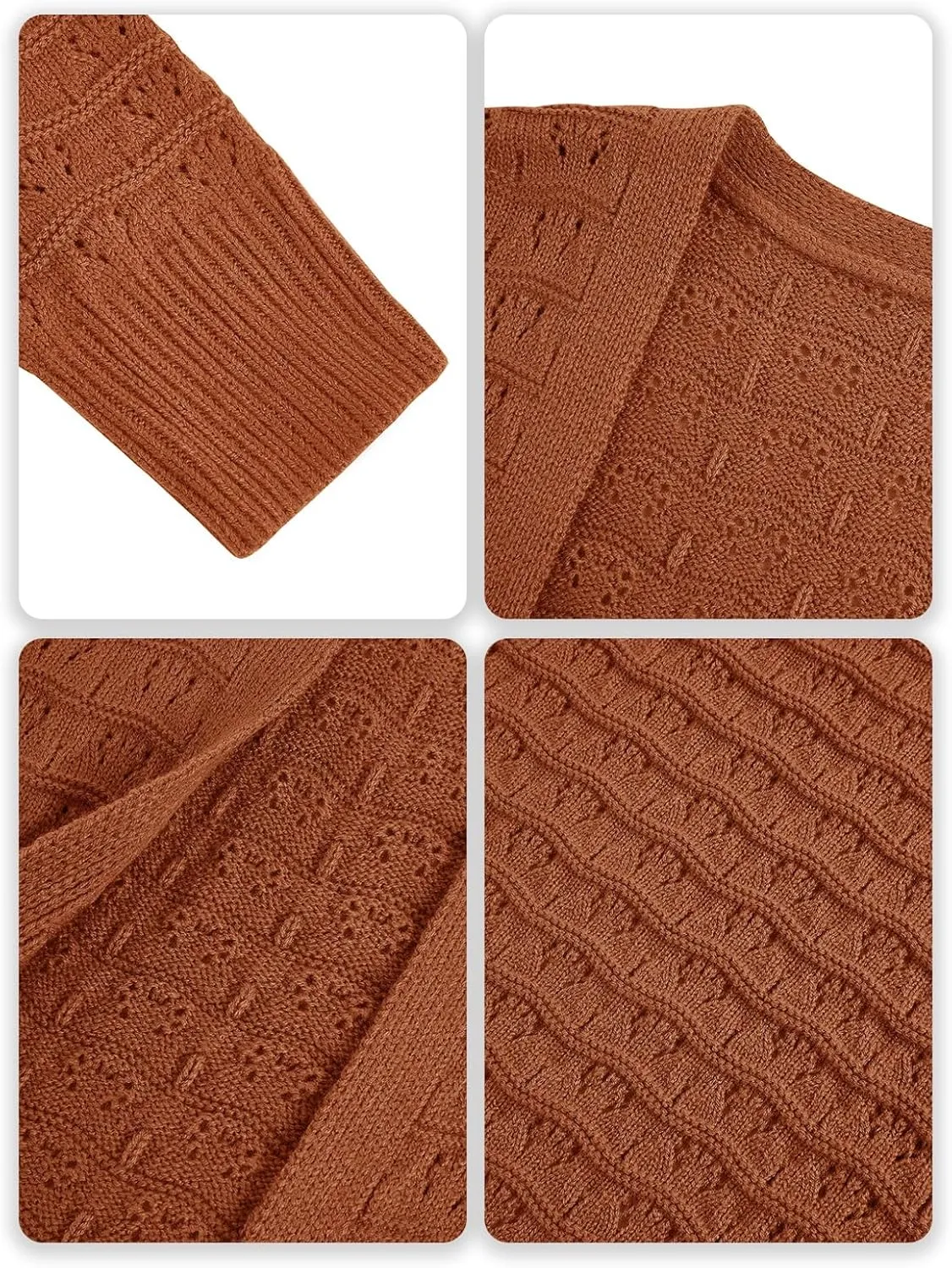 ZoeAce Womens Crochet Maxi Cardigan Sweaters Open Front Knit Long Sleeve Lightweight Duster Cardigan Casual Winter Outfits
