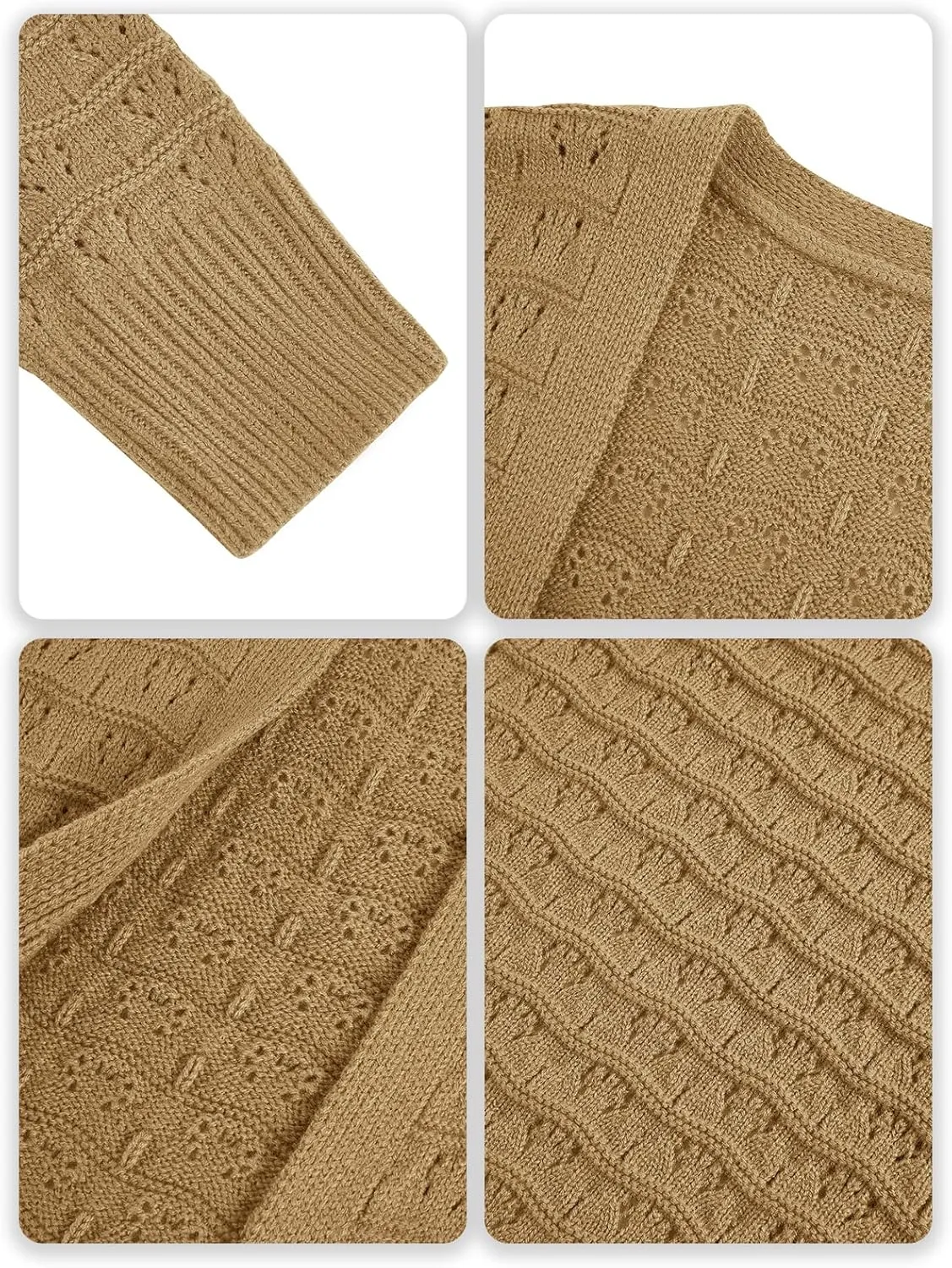 ZoeAce Womens Crochet Maxi Cardigan Sweaters Open Front Knit Long Sleeve Lightweight Duster Cardigan Casual Winter Outfits