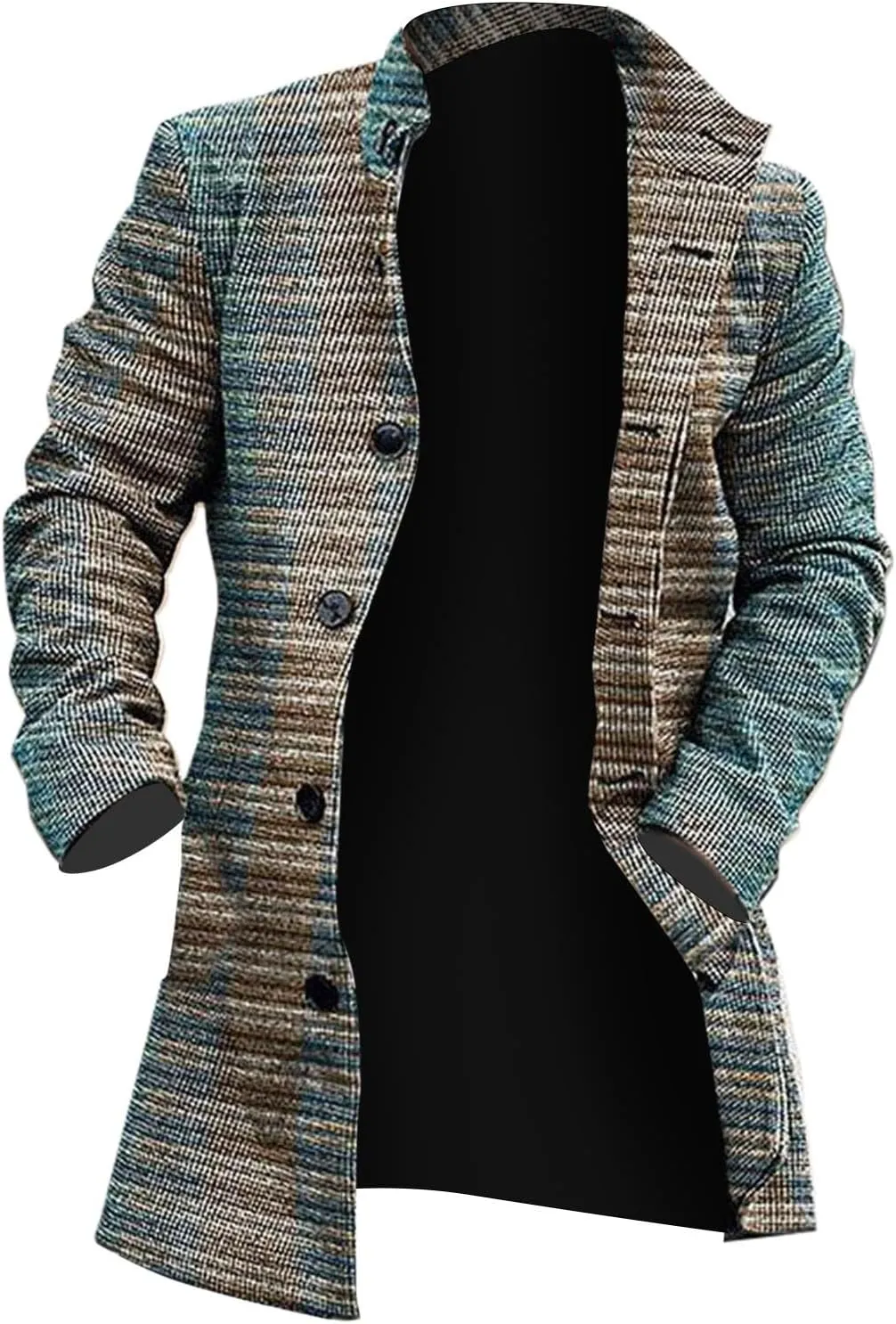 ZYXTIM Men's Floral Pattern Printed Trench Coat Double Breasted Notched Collar Long Jakcets Fashion Casual Business Overcoat